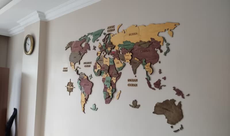 Anti-Allergic (1) Painted World Map-Wall Decoration for Homes and Offices
