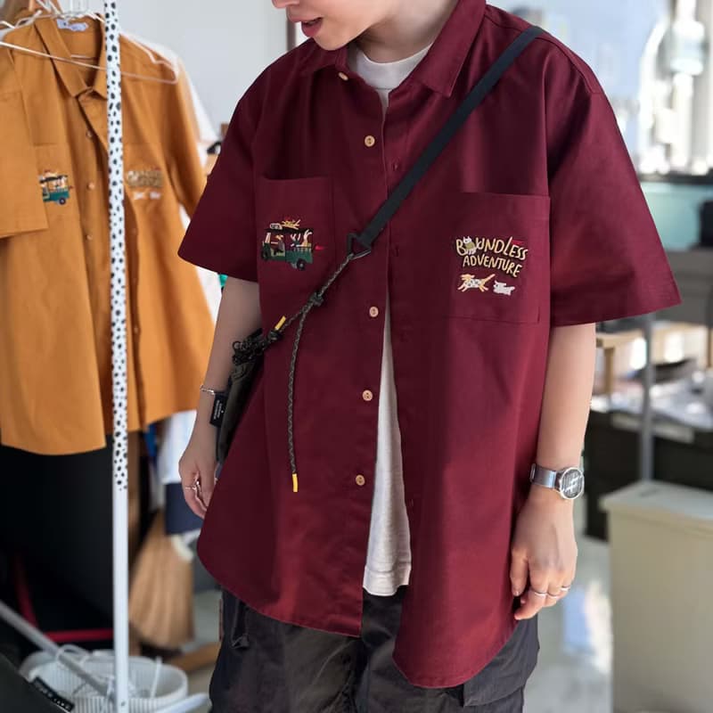 Basic基本款棉短袖襯衫 Tuk Tuk l Red Wine 紅色的  S/M/L