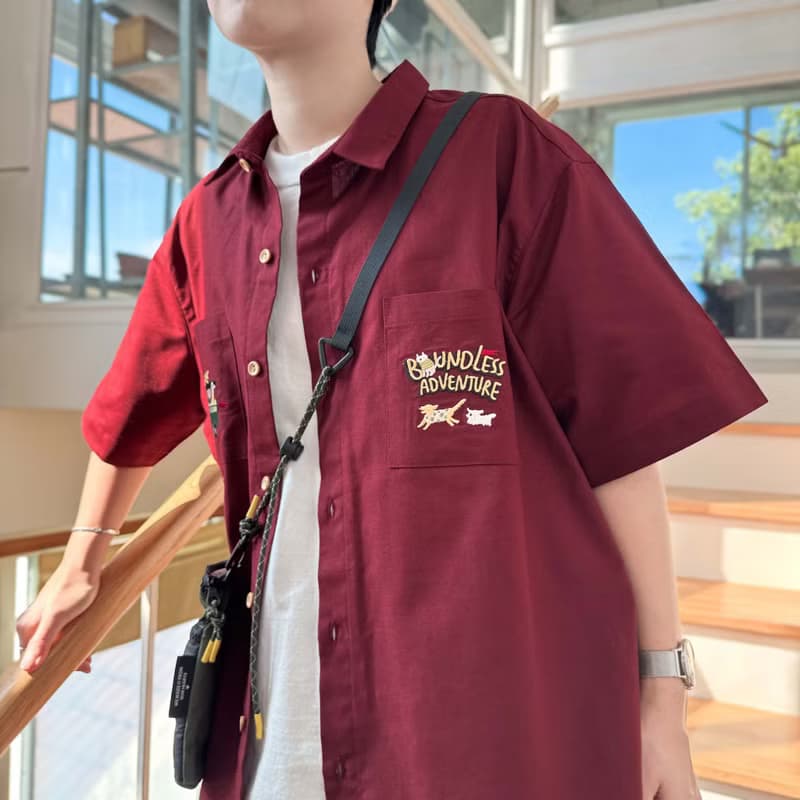Basic基本款棉短袖襯衫 Tuk Tuk l Red Wine 紅色的  S/M/L