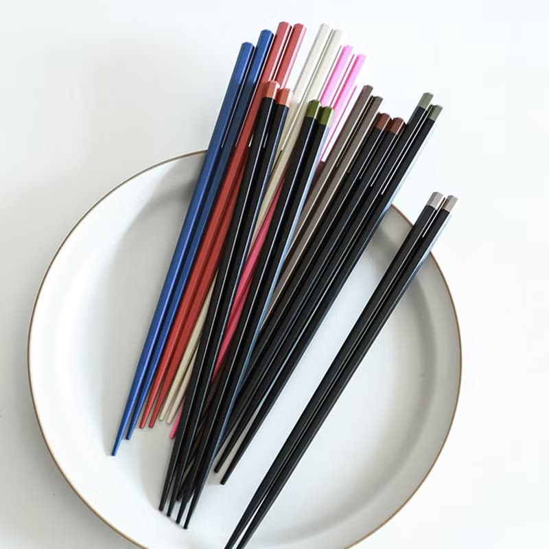 日本霜山 莫蘭迪色系防滑六角抗菌筷-5雙入X3包-多色可選