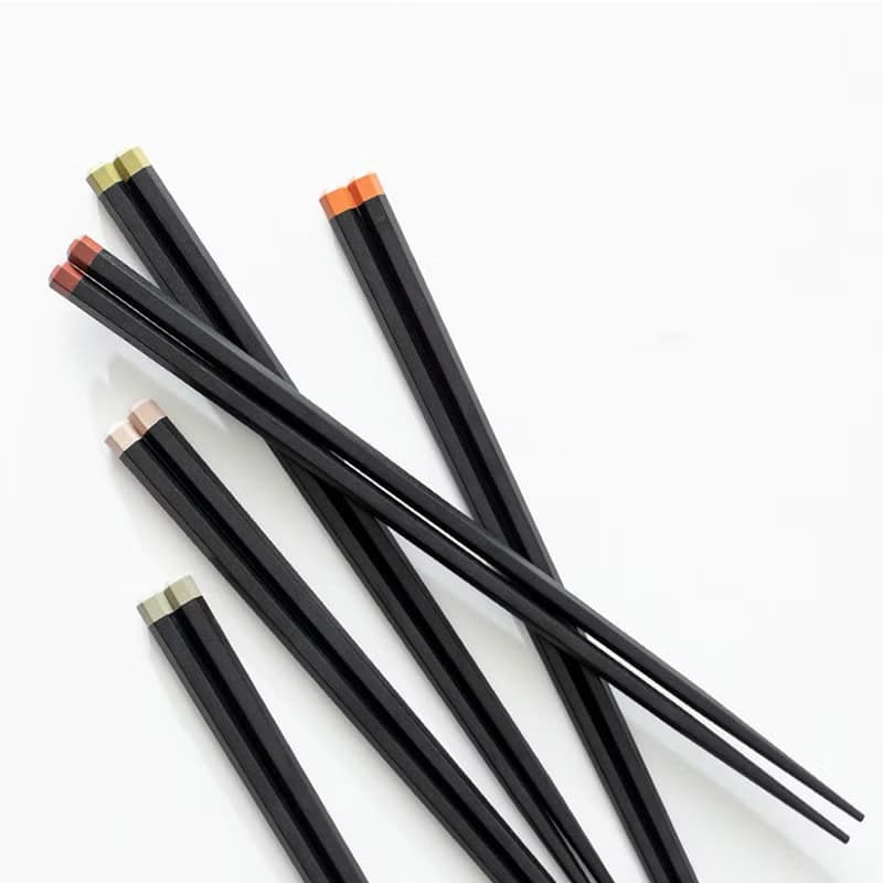 日本霜山 莫蘭迪色系防滑六角抗菌筷-5雙入X3包-多色可選