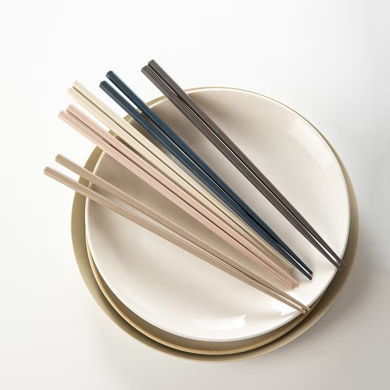 日本霜山 莫蘭迪色系防滑六角抗菌筷-5雙入X3包-多色可選