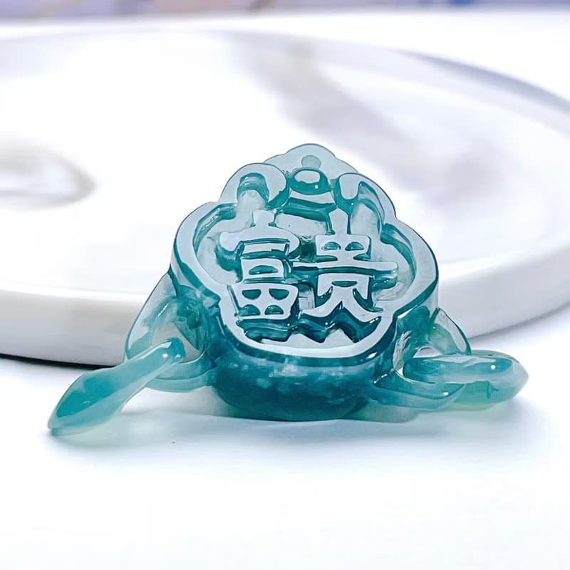 【吉祥如意】藍水翡翠吉祥富貴吊飾 | 天然玉翡翠A貨 | 送禮