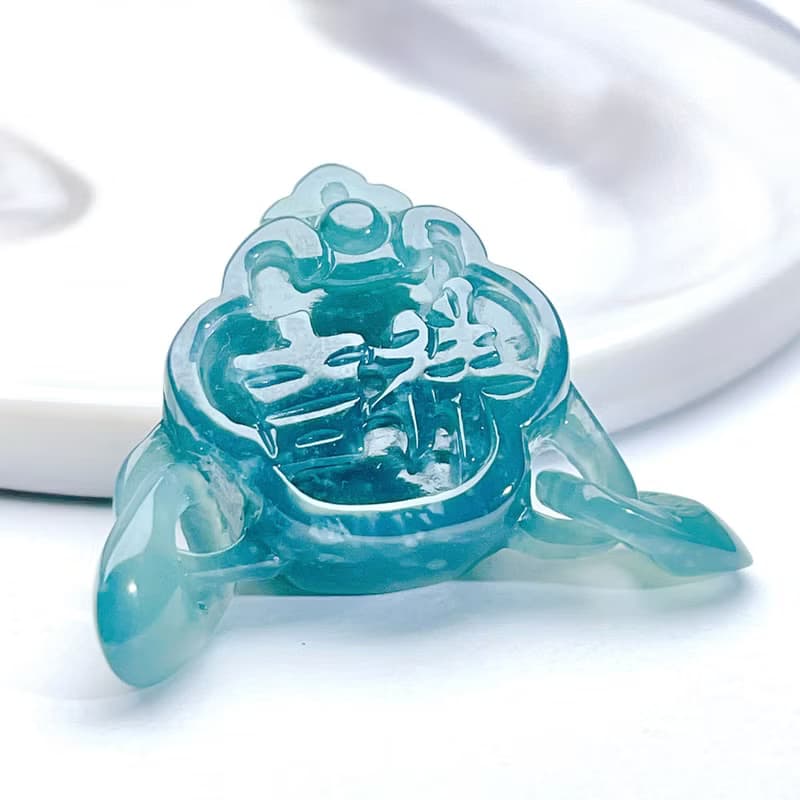 【吉祥如意】藍水翡翠吉祥富貴吊飾 | 天然玉翡翠A貨 | 送禮
