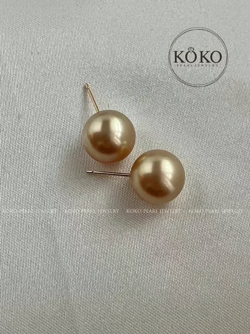 南洋金珠耳釘 耳環 耳夾 10-11mm 天然海水珍珠 京都直郵 18k耳針