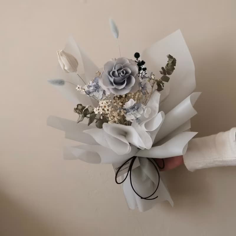 藍灰色玫瑰花束 永生花束 情人節花束