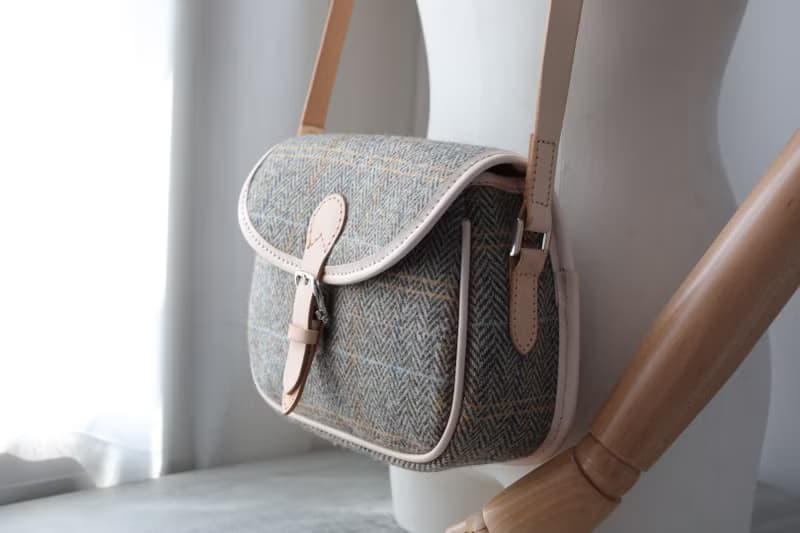 【羊毛拼皮馬鞍包】Harris Tweed 暖到心坎秋冬女士包包斜挎包