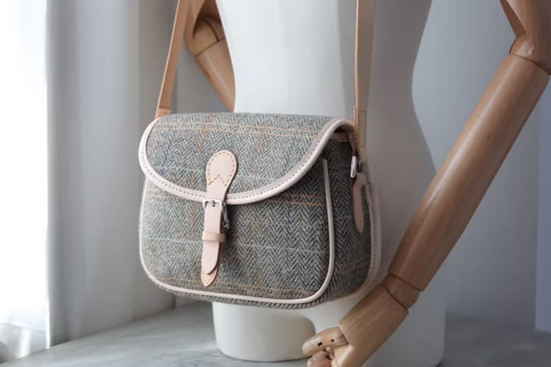 【羊毛拼皮馬鞍包】Harris Tweed 暖到心坎秋冬女士包包斜挎包