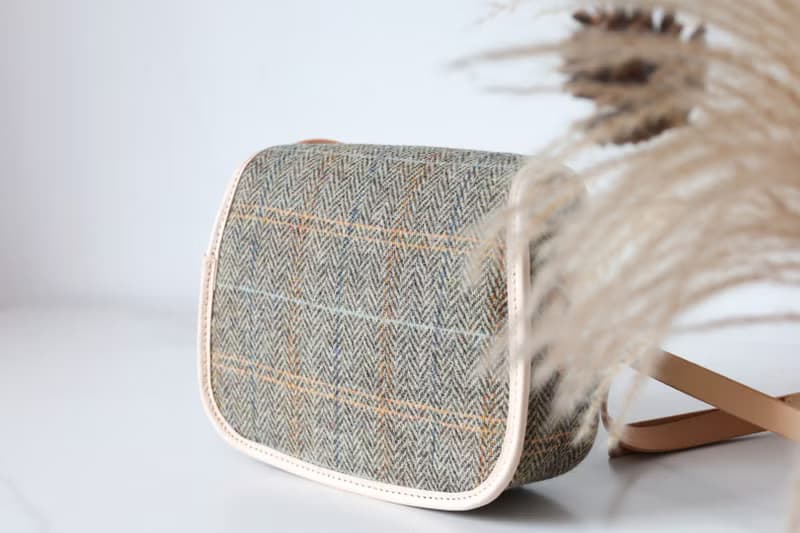 【羊毛拼皮馬鞍包】Harris Tweed 暖到心坎秋冬女士包包斜挎包