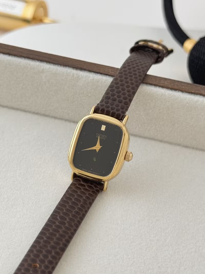 Vintage Citizen Gold Plated Watch With Leather Strap