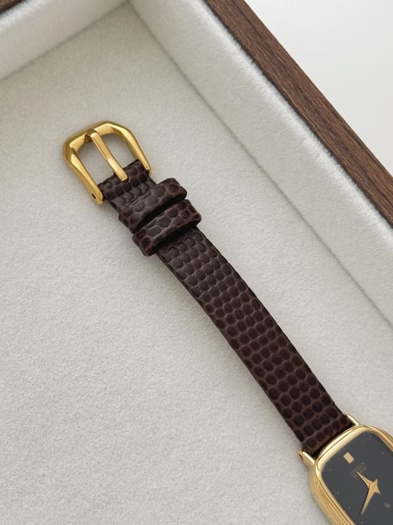 Vintage Citizen Gold Plated Watch With Leather Strap