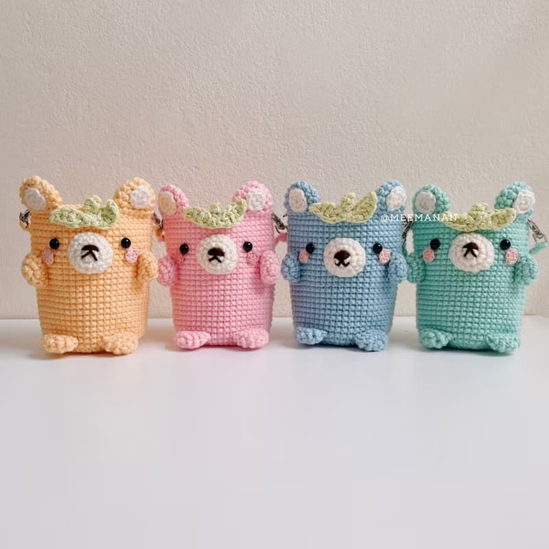 Green Bear Coffee Sleeve 16 oz | Cute Crochet Cozy for Iced Drinks