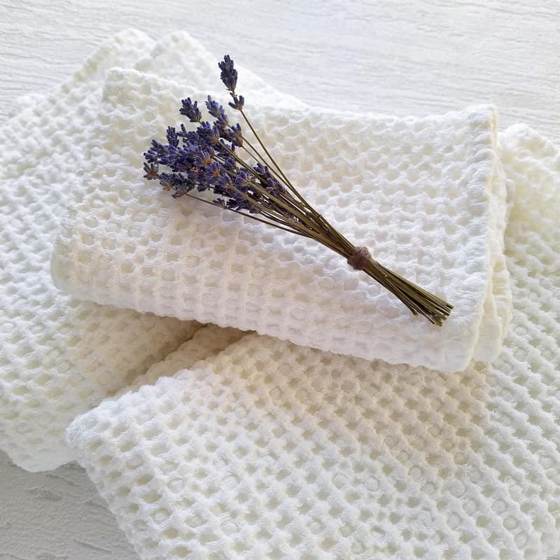White waffle towels, Face towels for bathroom, Linen waffle towels, Hand towels
