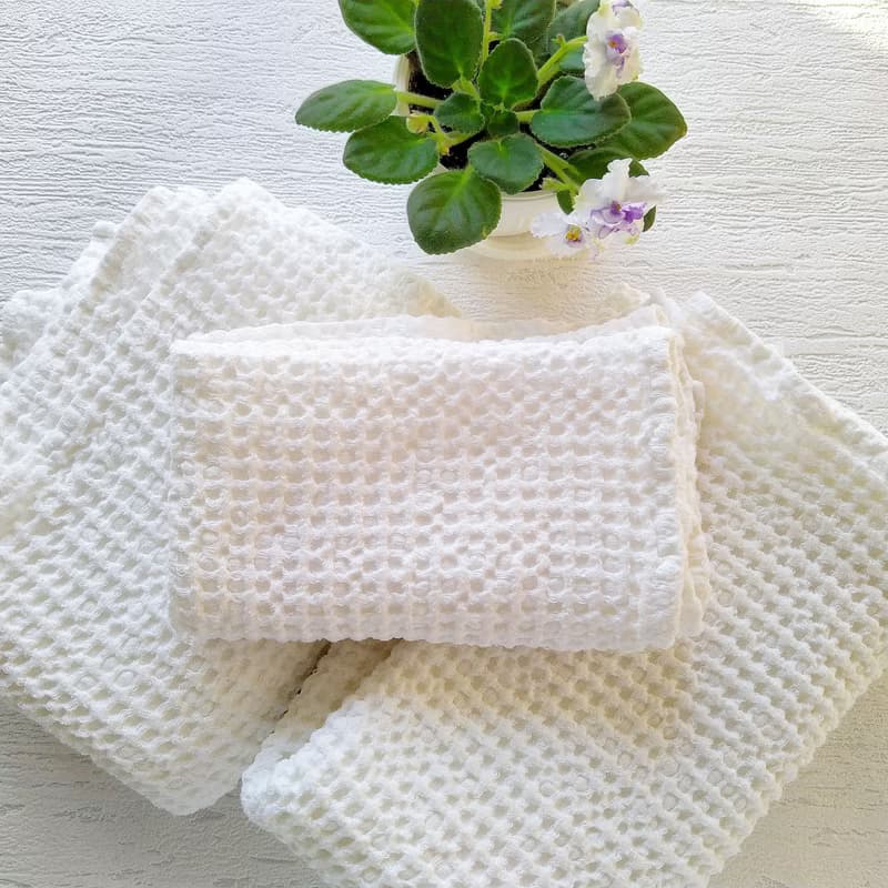 White waffle towels, Face towels for bathroom, Linen waffle towels, Hand towels