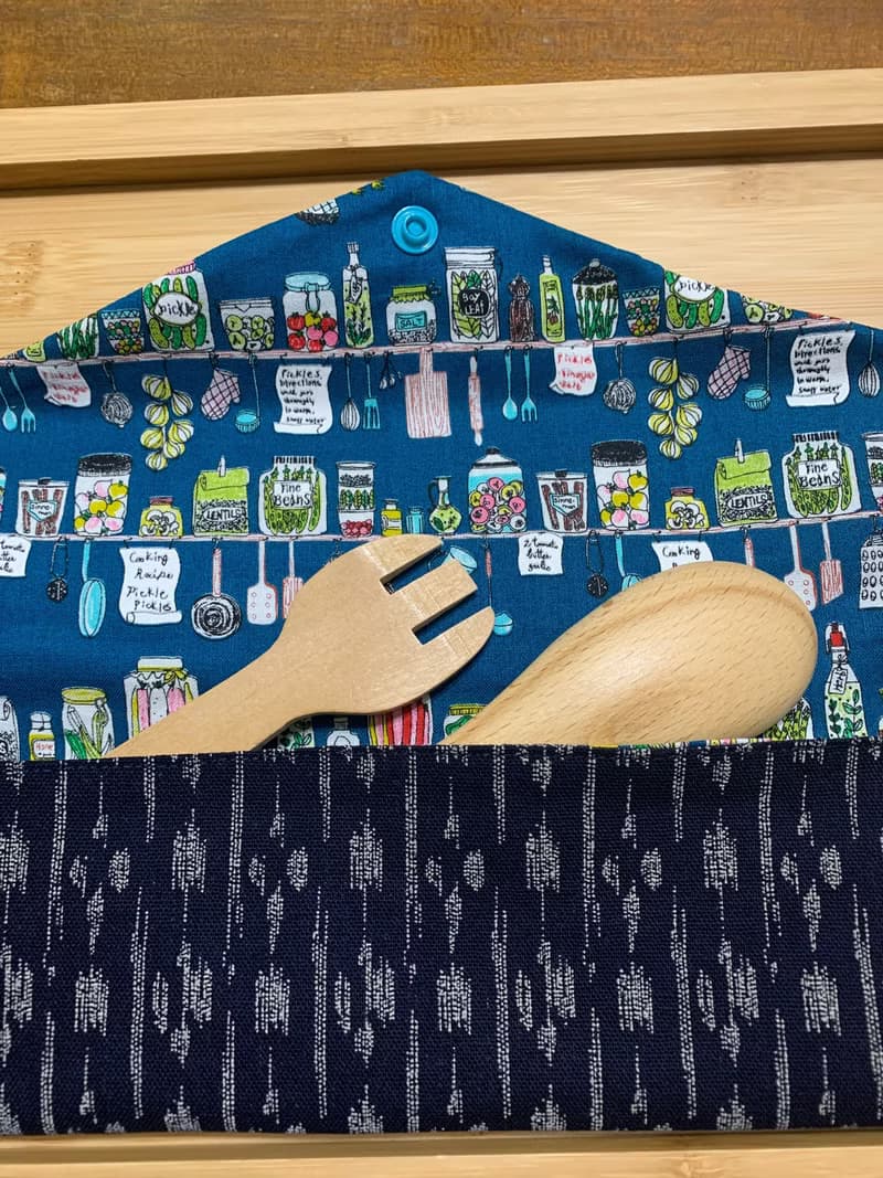 文青風環保筷袋 ~中餐廳 優質藍 日系 純棉 收納 手作餐具袋