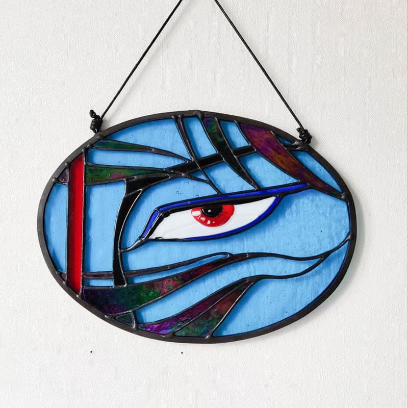 Stained glass window panel, Suncatcher, Glass home decor, Anime stained glass