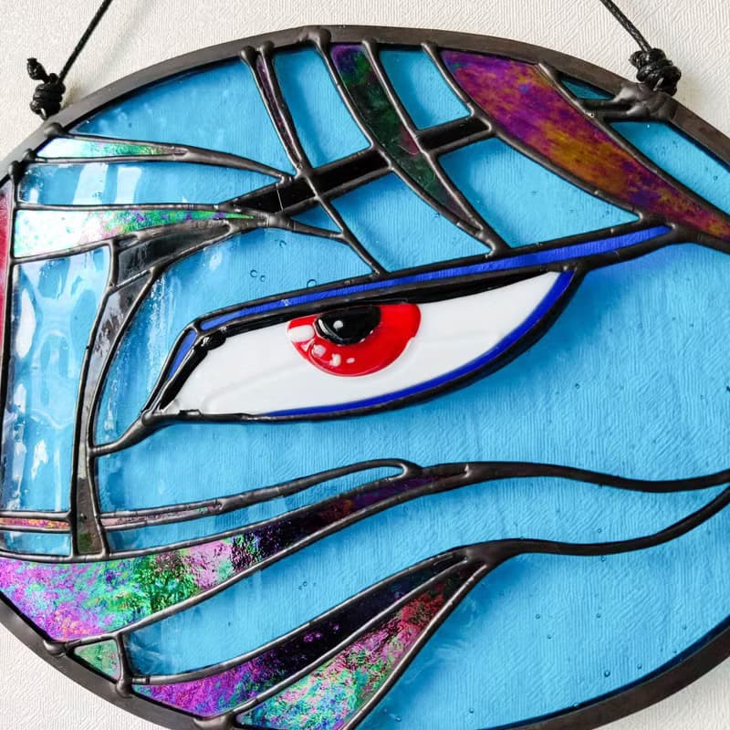 Stained glass window panel, Suncatcher, Glass home decor, Anime stained glass