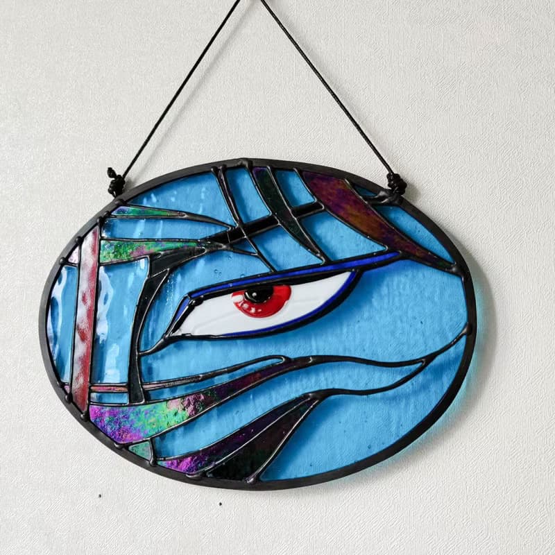 Stained glass window panel, Suncatcher, Glass home decor, Anime stained glass