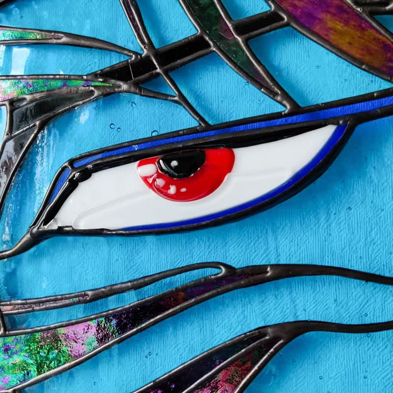 Stained glass window panel, Suncatcher, Glass home decor, Anime stained glass