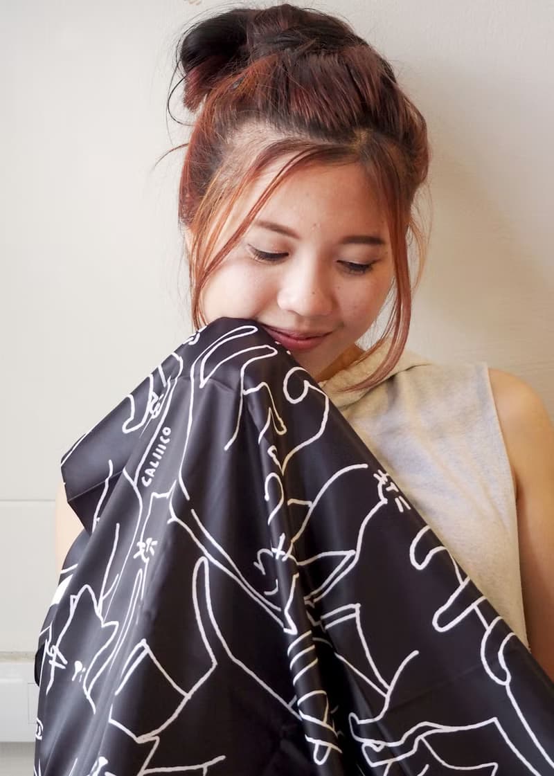 scarf silk satin print with cat & cat