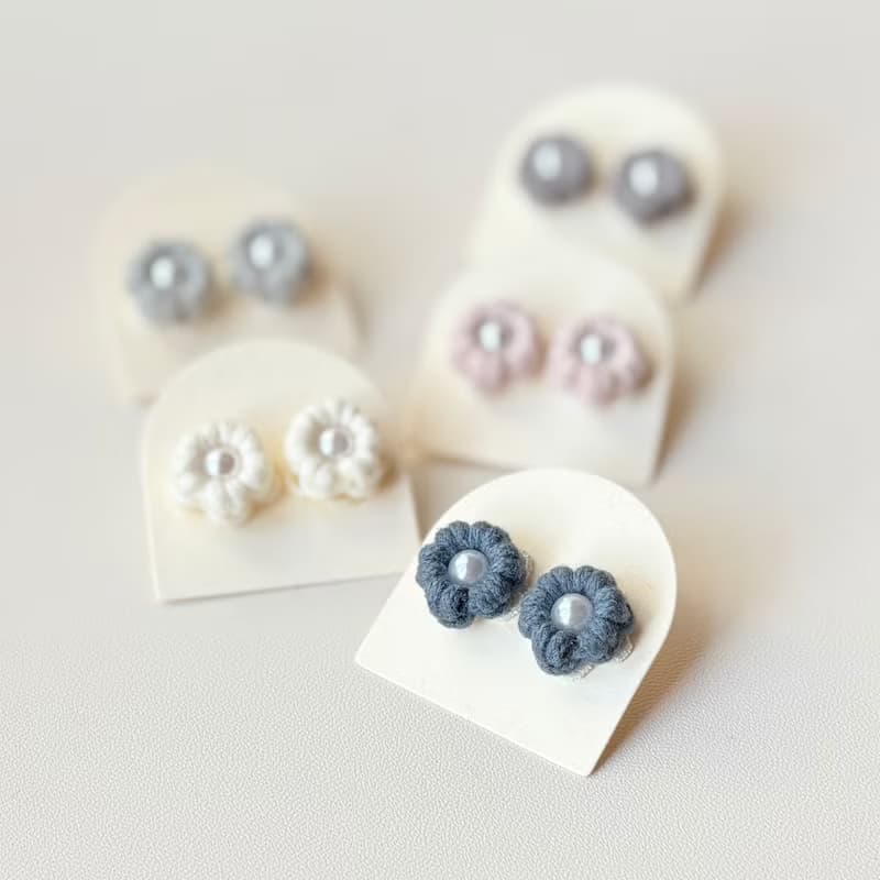 【原創－飾品】珍珠花 手作編織 耳環 耳針 耳夾