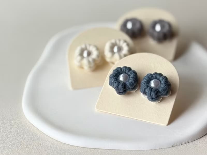 【原創－飾品】珍珠花 手作編織 耳環 耳針 耳夾