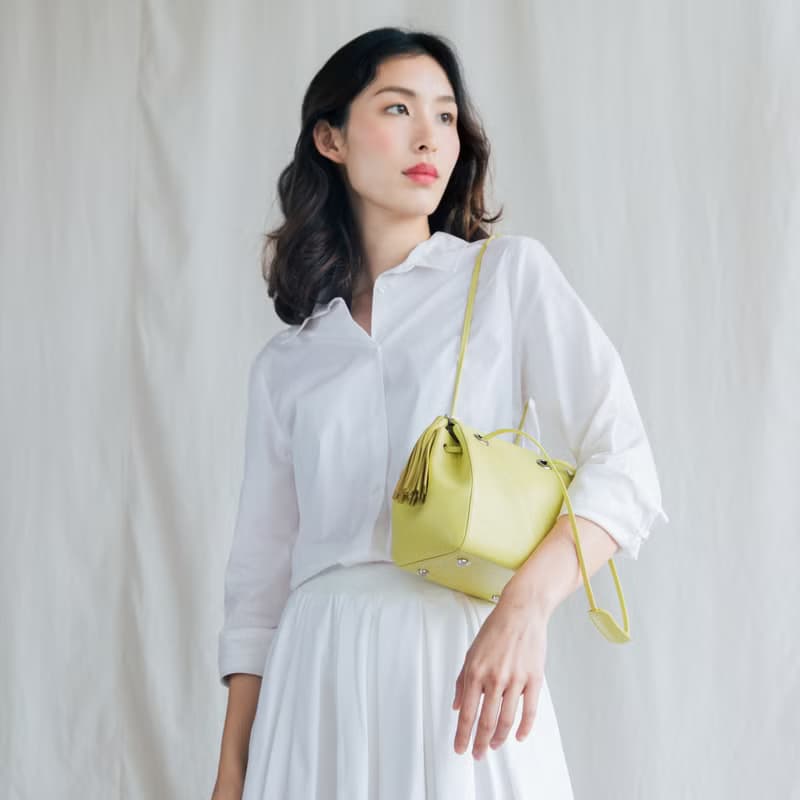 CUDDLE BAG - LEATHER CROSS BODY/HANDBAGS-YELLOW