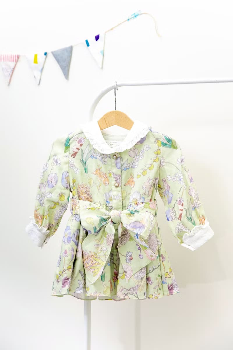 【KID SIZE 80-120】英倫花園小童洋裝 夏綠蒂 附綁帶