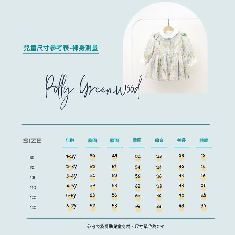【KID SIZE 80-120】英倫花園小童洋裝 夏綠蒂 附綁帶