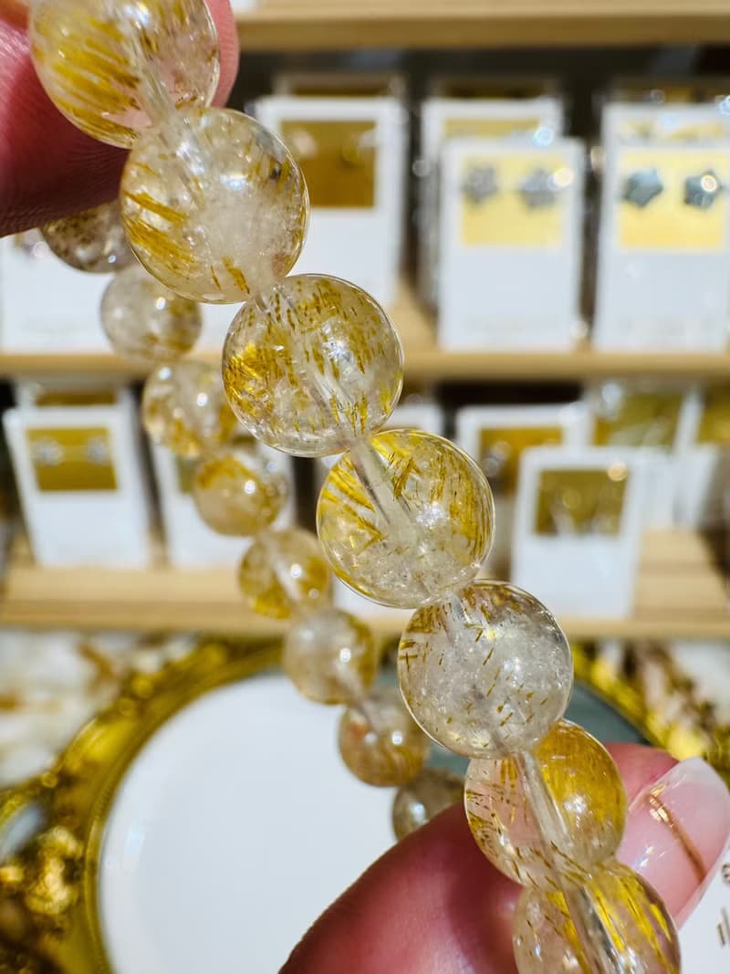 精品天然黃金超七水晶8mm17.70g錢錢金子色主招財正財招貴人緣