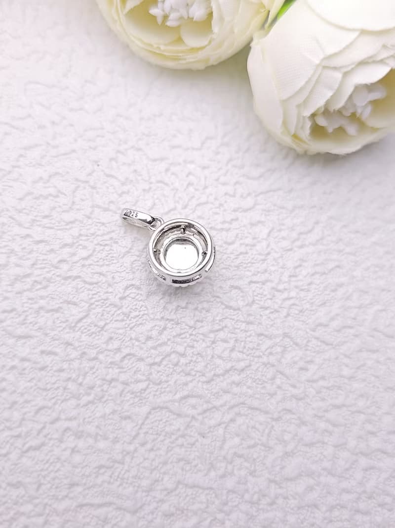 財水|高貴女神|A貨翡翠高冰藍蛋面7mm純銀鍍18k吊墜