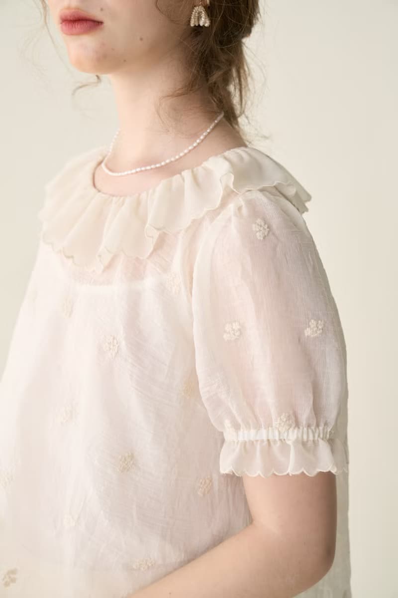 日系少女  刺繡提花 花邊娃娃領襯衫 半裙套裝