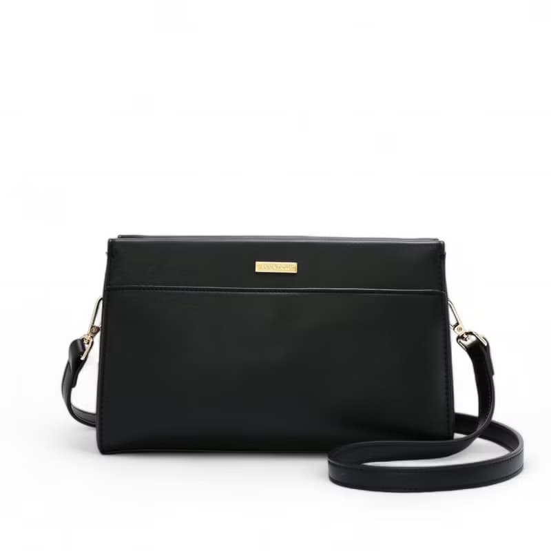 ANNA DOLLY 輕盈雙色斜背包 黑色