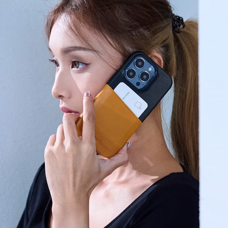 插卡防摔皮革手機殼iPhone 14系列—焦糖棕/渡鴉黑