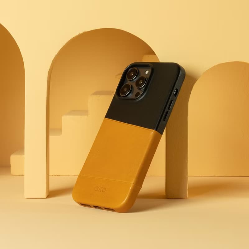 插卡防摔皮革手機殼iPhone 14系列—焦糖棕/渡鴉黑