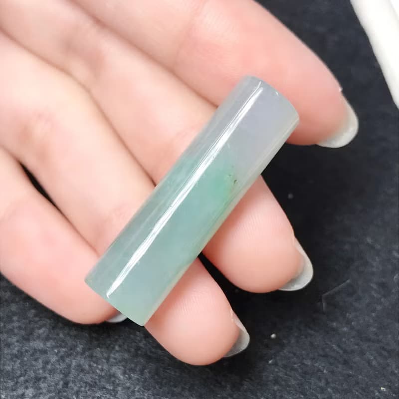 冰種飄綠翡翠圓玉印章 | 天然緬甸玉A貨翡翠 | 送禮