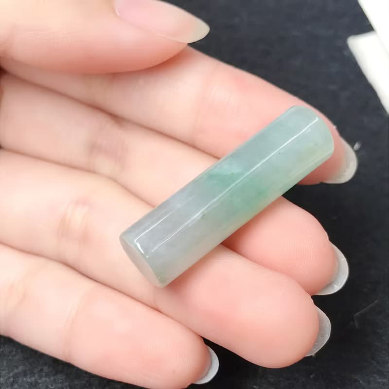 冰種飄綠翡翠圓玉印章 | 天然緬甸玉A貨翡翠 | 送禮