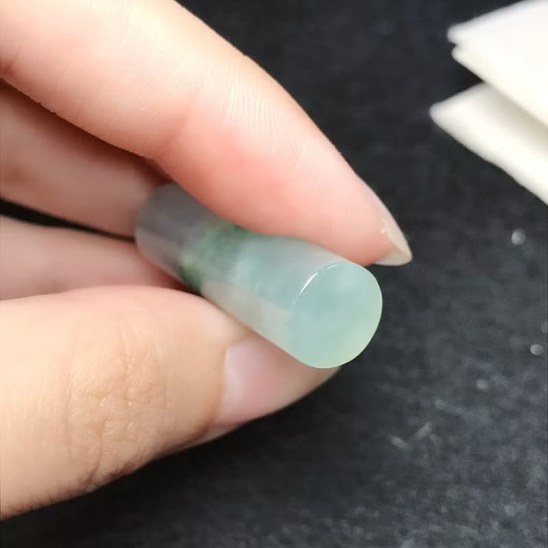 冰種飄綠翡翠圓玉印章 | 天然緬甸玉A貨翡翠 | 送禮