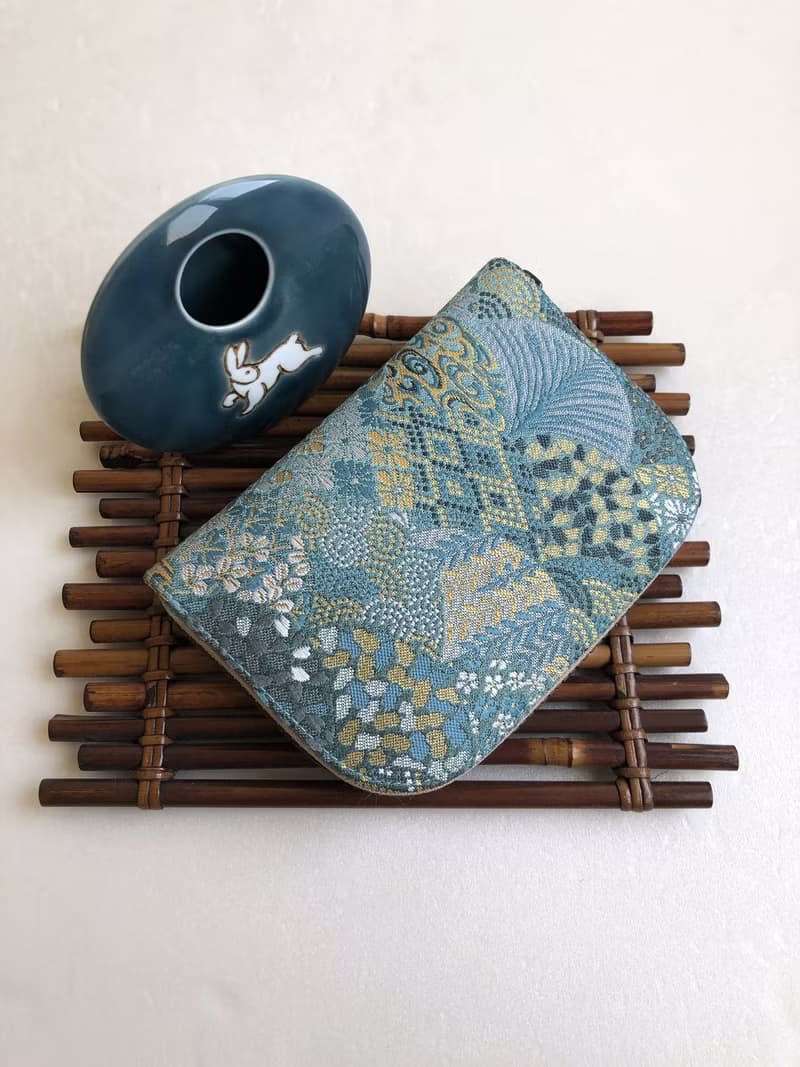 京西陣金襴錦織【墨境花傘/碧綠花傘】-短夾/皮夾/零錢包/禮物