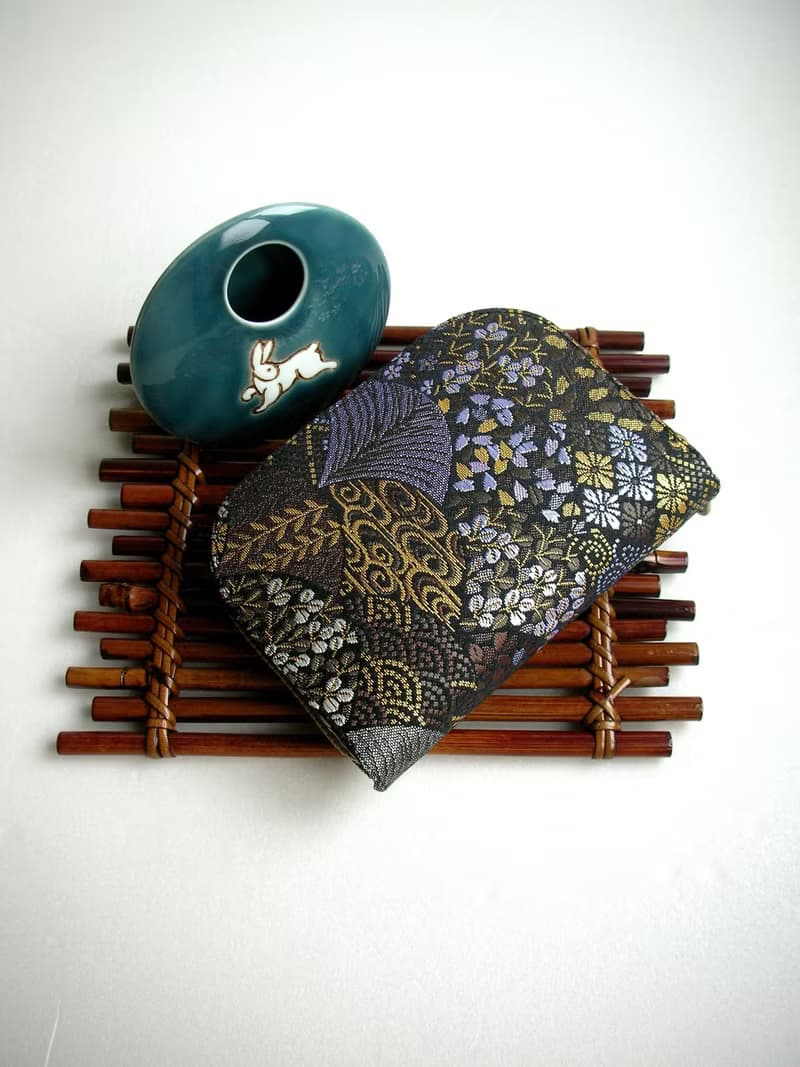 京西陣金襴錦織【墨境花傘/碧綠花傘】-短夾/皮夾/零錢包/禮物