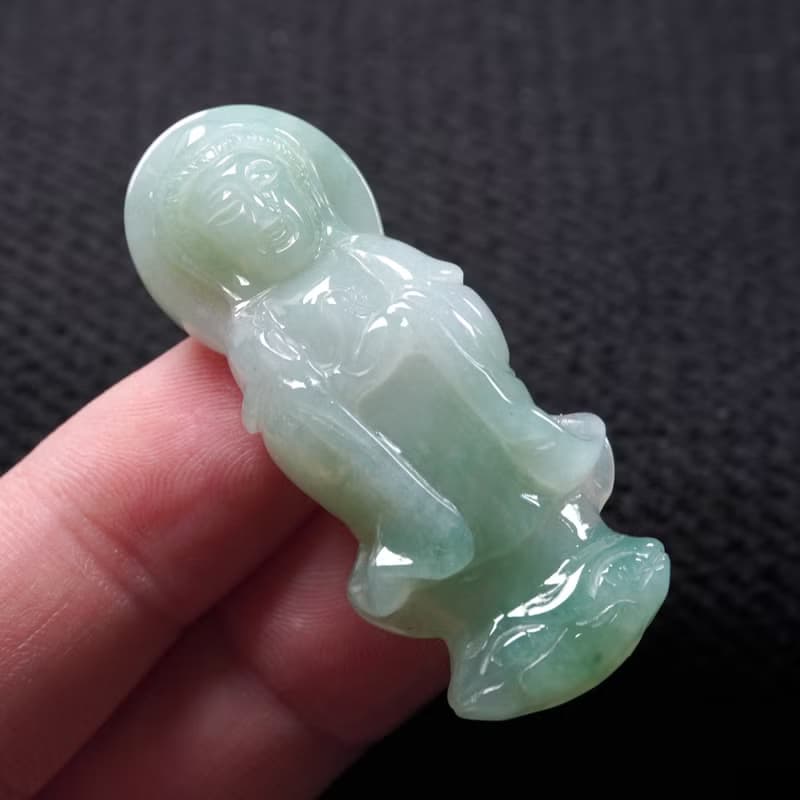冰種飄綠翡翠觀音菩薩項鍊 | 天然緬甸玉翡翠A貨 | 送禮
