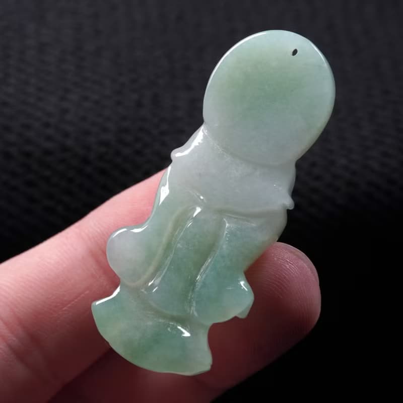 冰種飄綠翡翠觀音菩薩項鍊 | 天然緬甸玉翡翠A貨 | 送禮