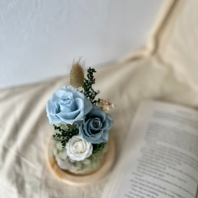 藍色小精靈永生花植生花盅_貳伍花坊