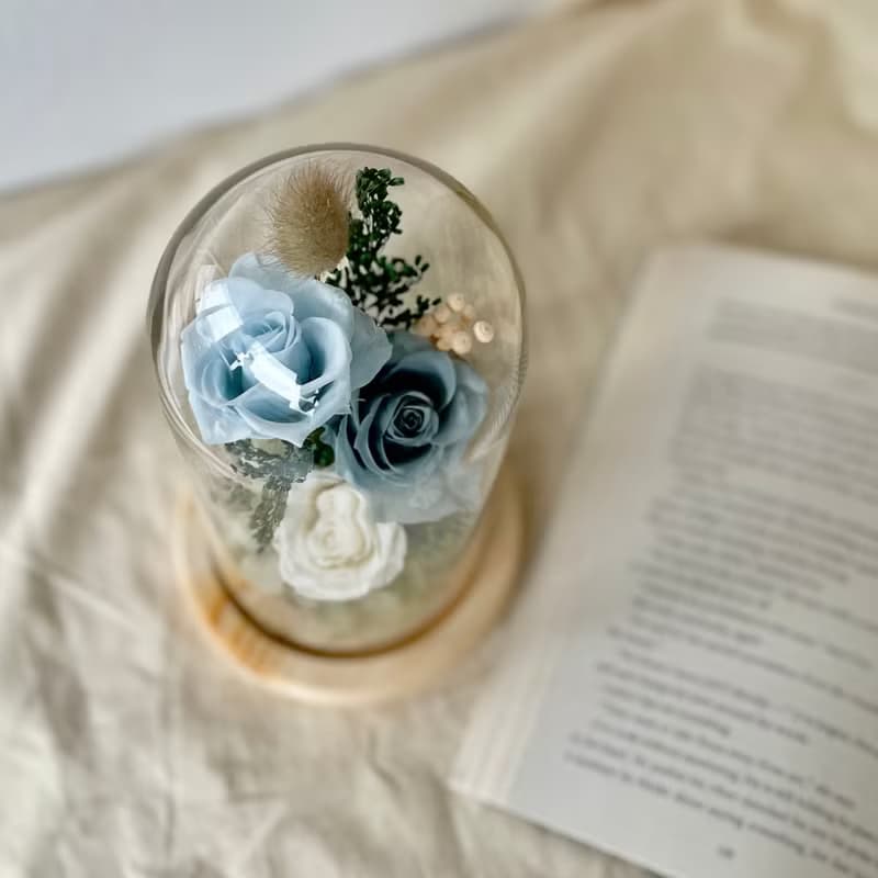 藍色小精靈永生花植生花盅_貳伍花坊