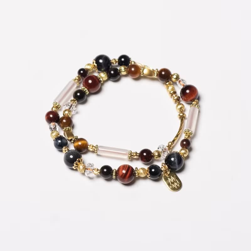 公爵的情人 // C1324虎眼石白水晶黃銅雙圈手鍊