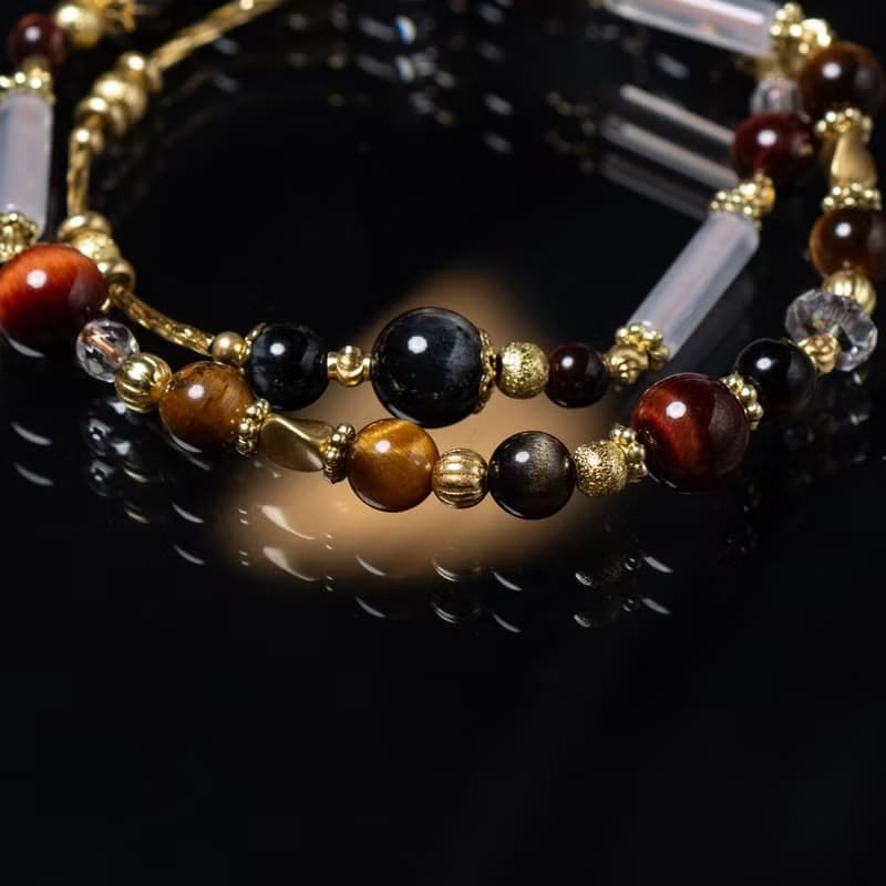 公爵的情人 // C1324虎眼石白水晶黃銅雙圈手鍊