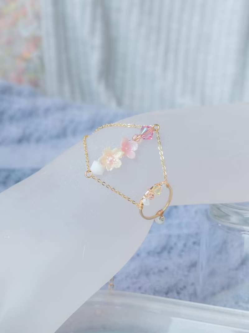 罌粟花田鍍14K金S925手鍊