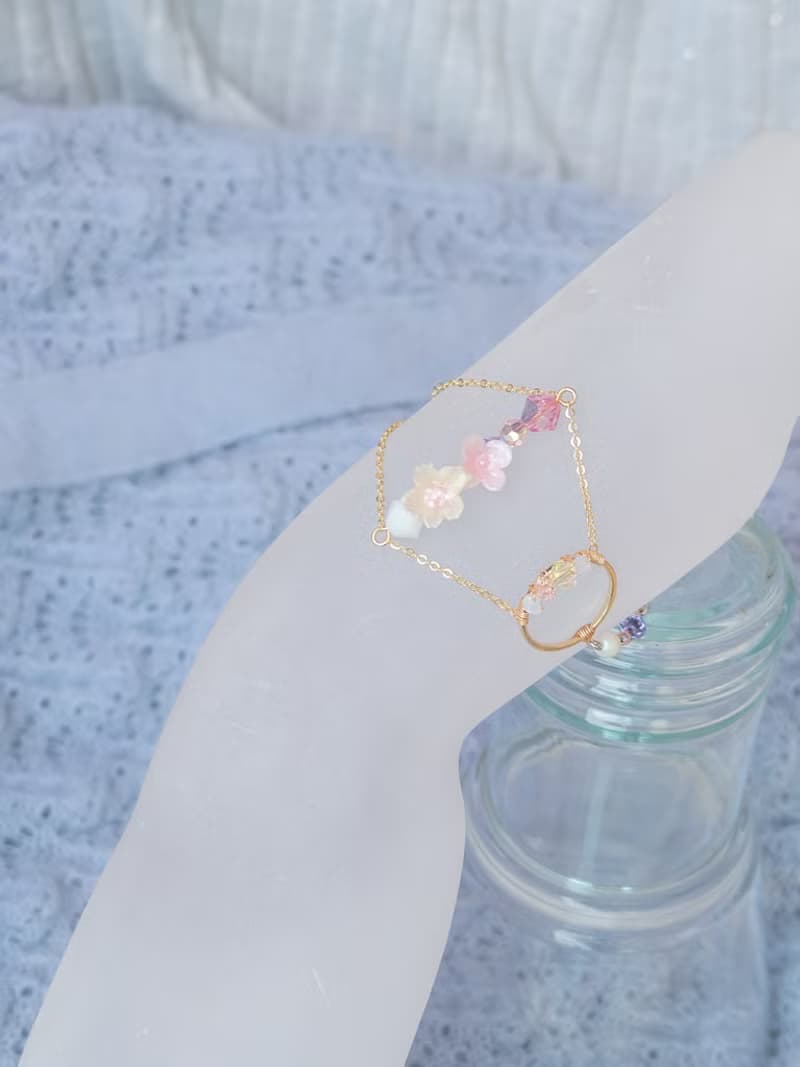 罌粟花田鍍14K金S925手鍊