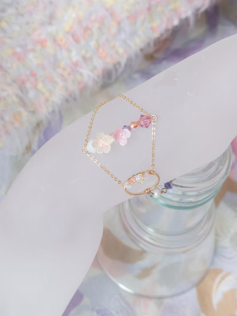 罌粟花田鍍14K金S925手鍊