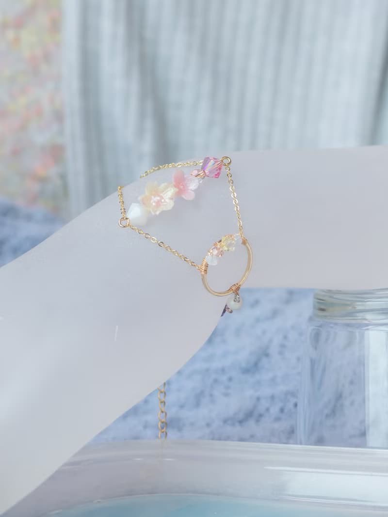 罌粟花田鍍14K金S925手鍊